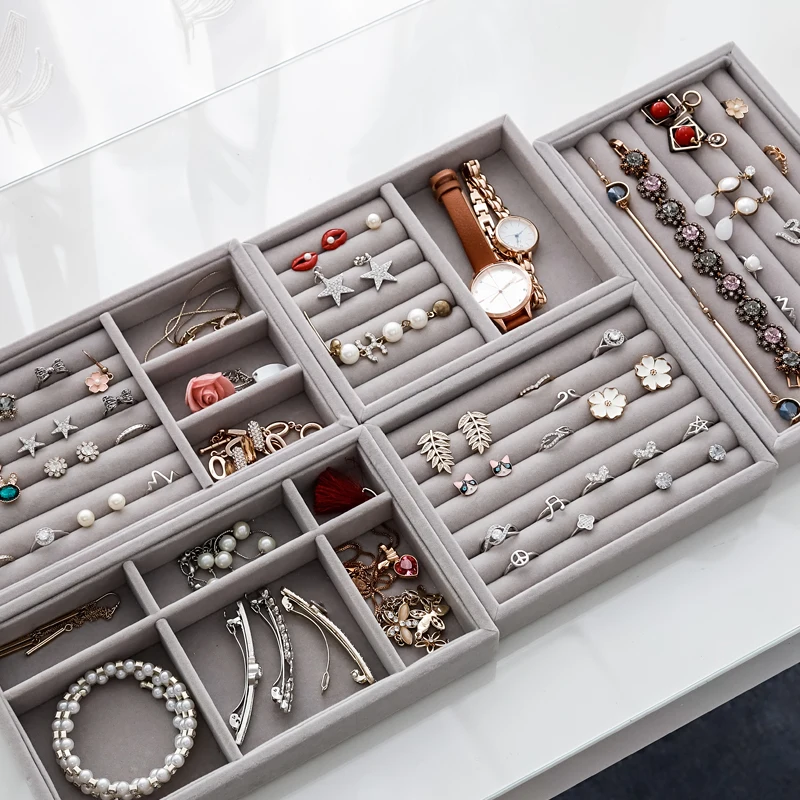 
Tray Showcase Ring Luxury Display Velvet jewelry Storage Box jewelry Organizer 