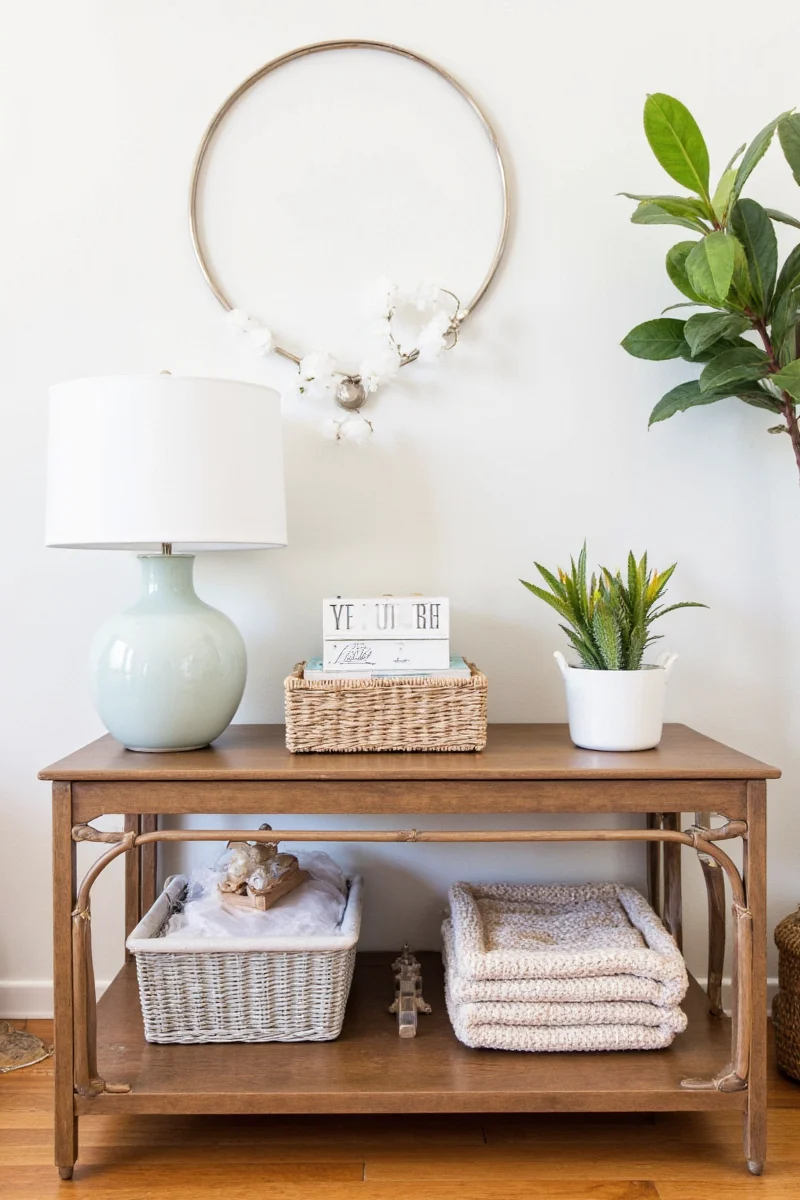 Artwork above a sofa table
