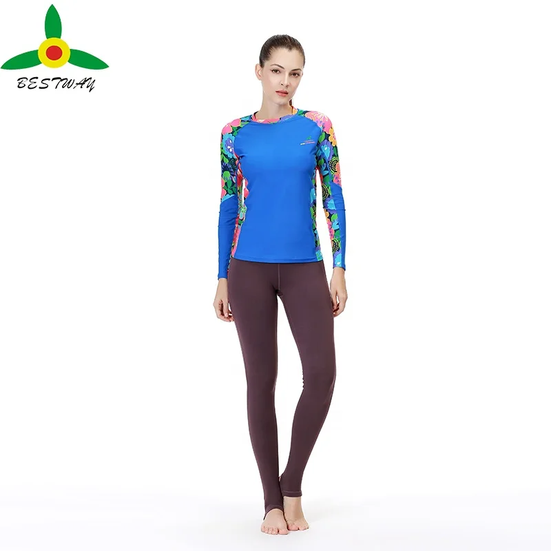 
Women Wholesale Custom Retro Floral Print Long Sleeve Lycra Rash Guard High Elastic UV Protection Rash Guard 