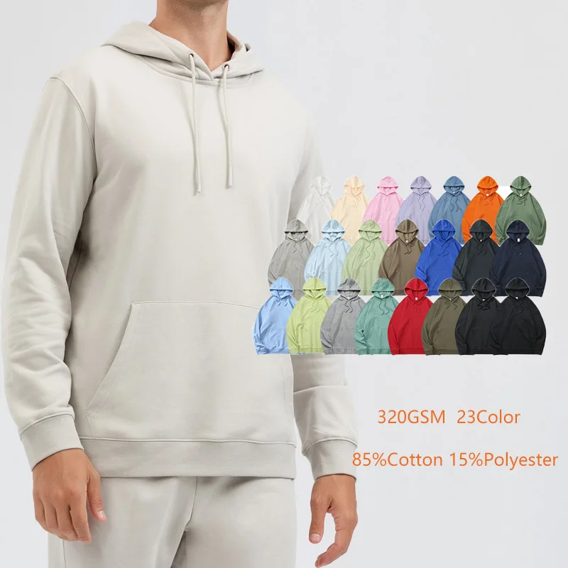 Men Sports Gym Hoodies Cotton Solid Color Pullover Hoodie Sweatshirt