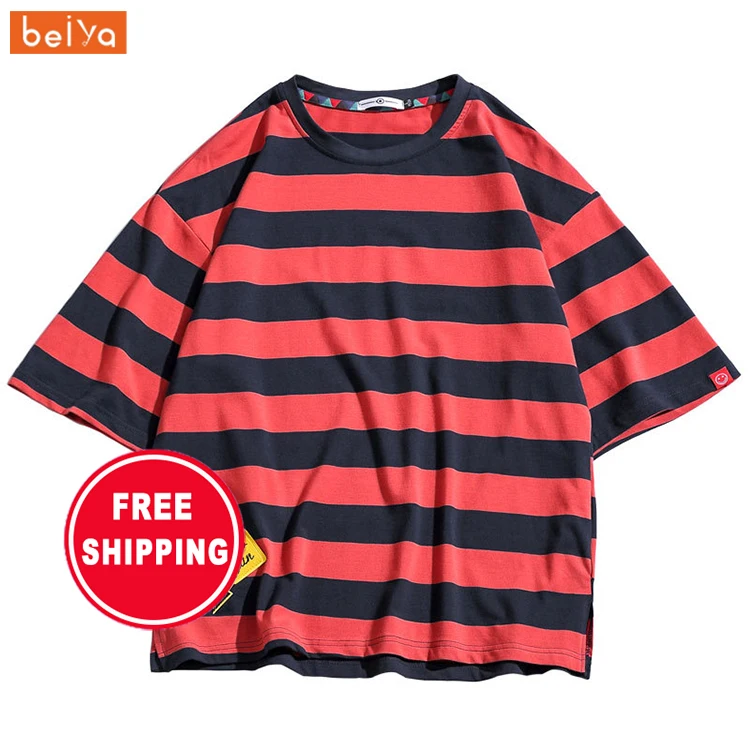 

Plus Size 5XL Summer new men's striped short-sleeved boys t-shirts