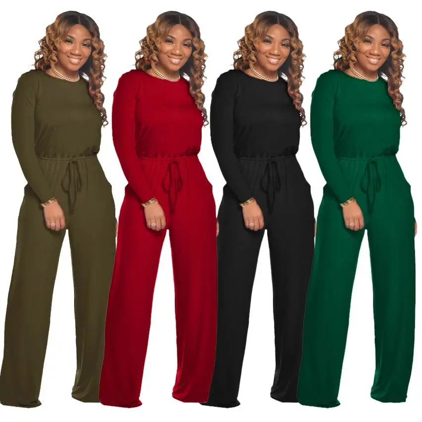 

Causal Elegant Womens One Piece Jumpsuit Long Sleeve Classic Solid Womens Sweater Jumpsuit, Red, green, black, blue