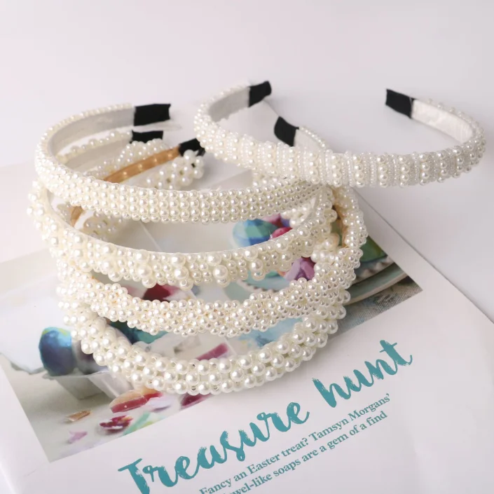 2022 New Summer Women Elegant Full Pearls Hairbands Sweet Headband Hair Bundle Lady Hair Hoops Fashion Accessories