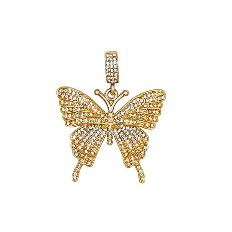 

designer body jewelry Big Butterfly Pendant Necklace Rhinestone Chain Bling Gold Chain Crystal Necklace Jewelry, Picture shows