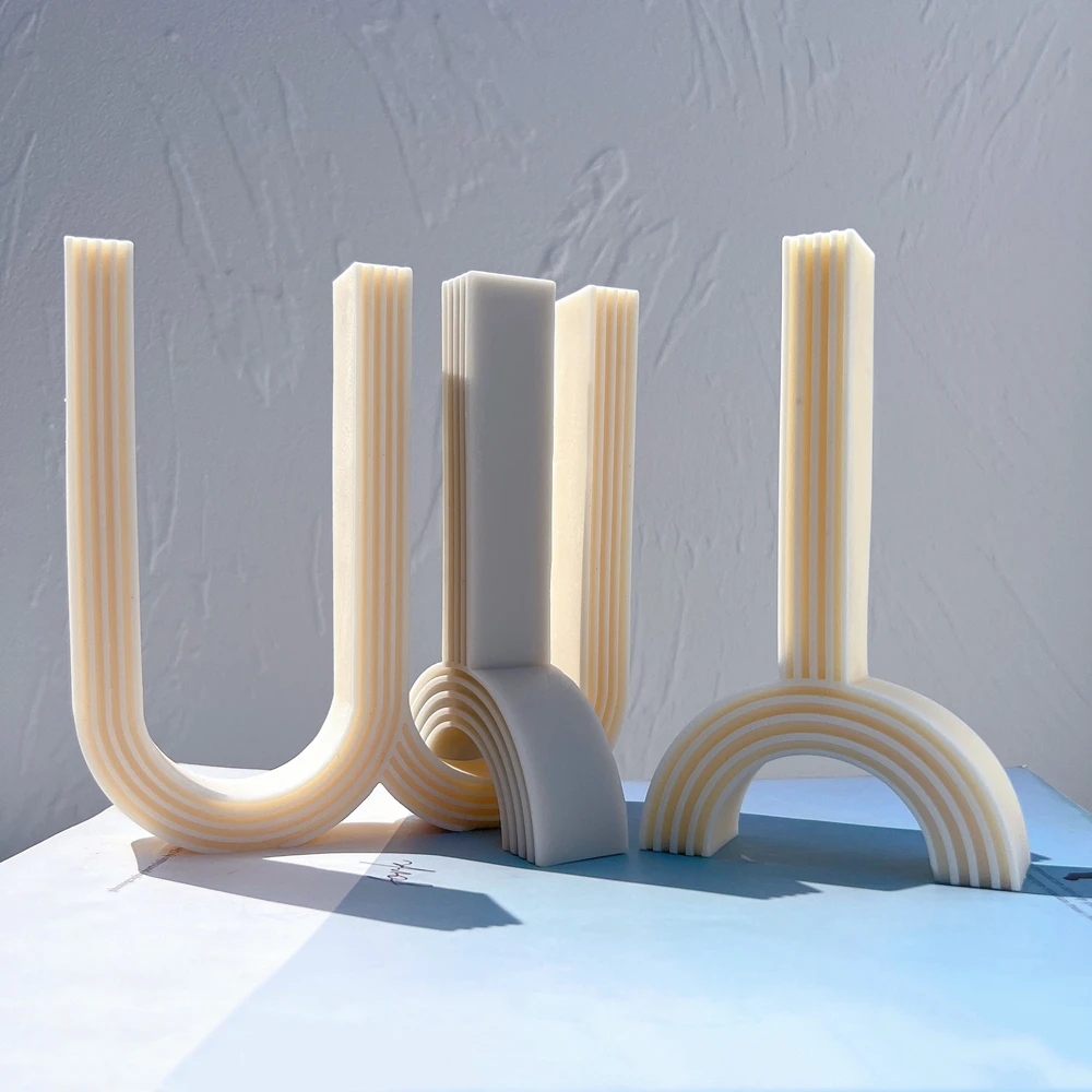 Two Designs U and Y Pillar Candle Mold Geometric Silicone Mould Sculptural Abstract Decorative Soy Wax Mold Home Decor