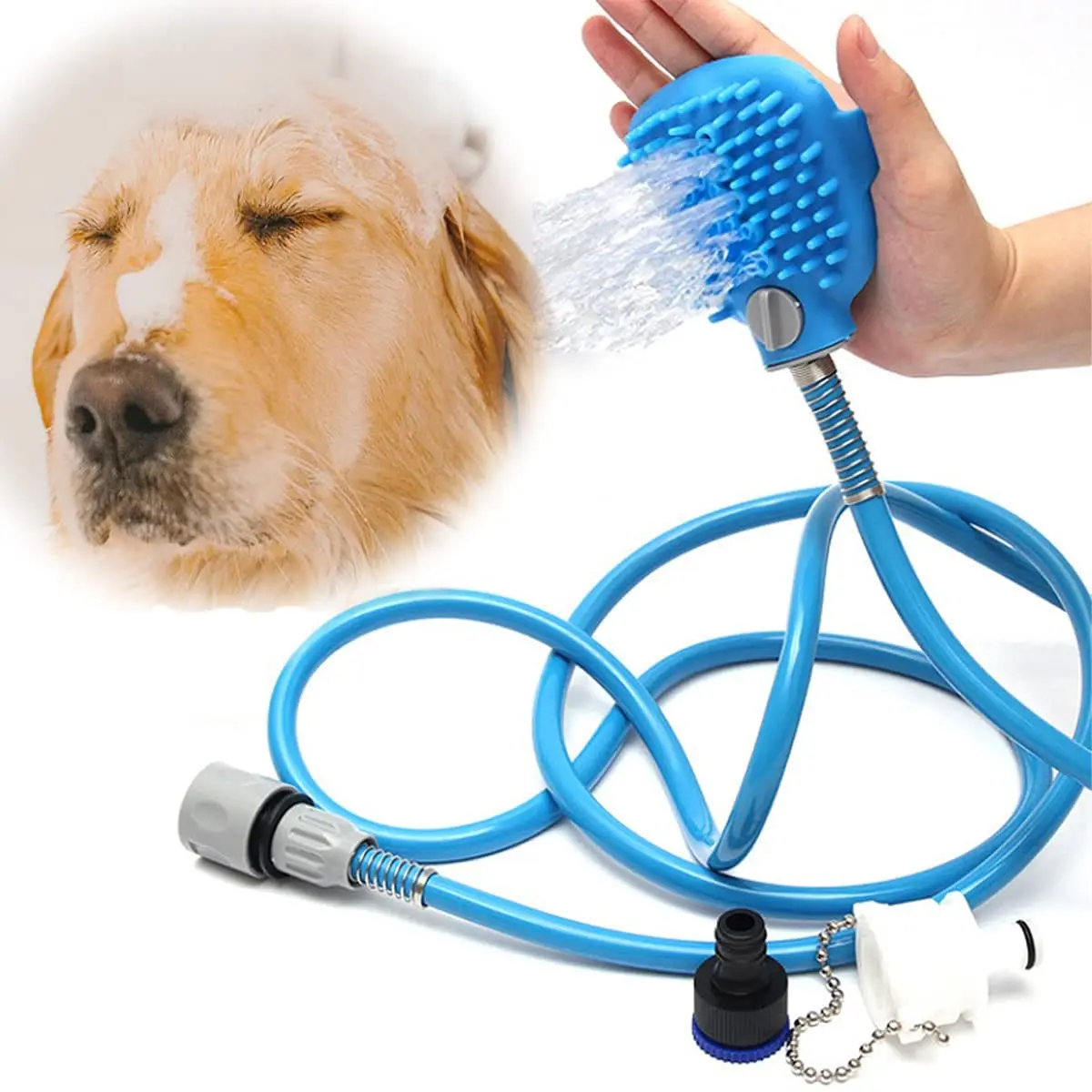 

Hot Selling Pet Cleaning Pet Bathing Tool Comfortable Massage Brush Pet Bathing Shower Sprayer Dog Grooming Tool for Dogs, Blue
