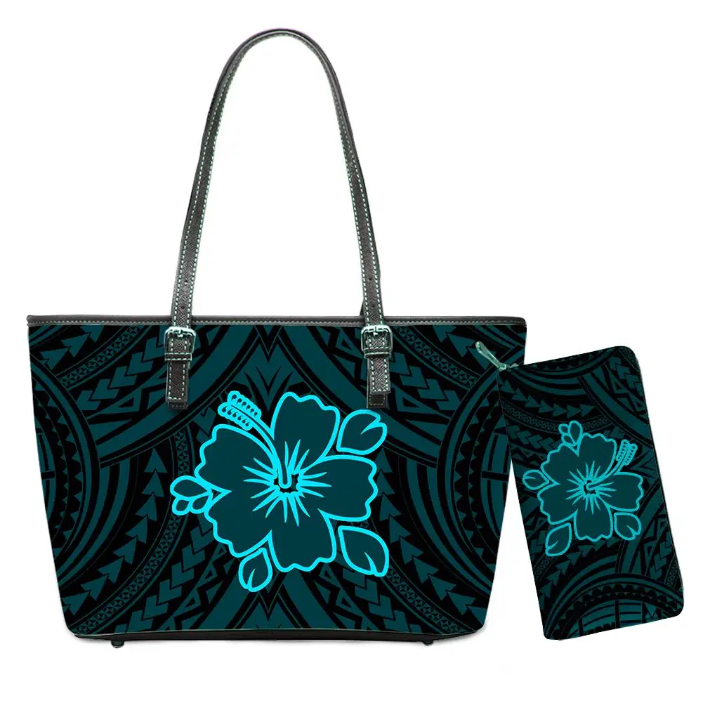 

DH2Pcs/Set Women Hand Bags Handbags Set Polynesian Hawaiian Flowers Print Girls Shoulder Handbags Custom Trendy Handbags For Wom