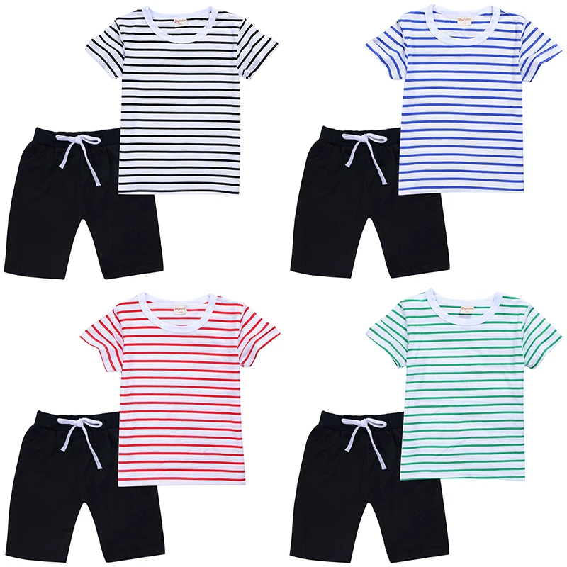 

2021 Children's clothing Summer New Boy Girls Sports Short sleeved T-shirt + Shorts kids Causal Two piece Set