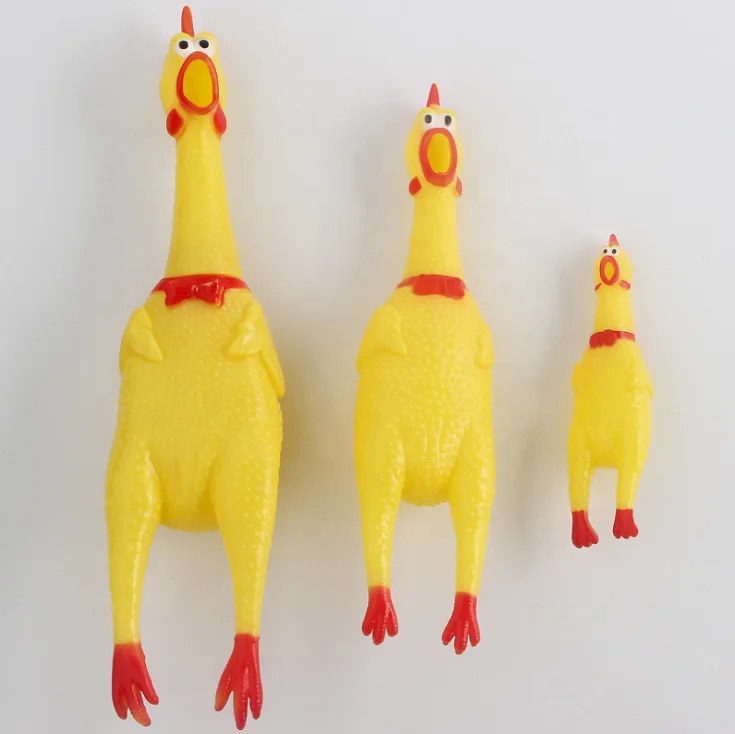 

Hefei SY Shopify Hot Sale vinyl dog toy squeaky chicken S/M/L three size screaming chicken sound toy pet chew toy, Yellow