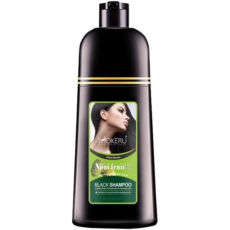 

Dropshipping Wholesale Mokeru Organic Hair Color Shampoo Noni Plant Permanent Black Hair Dye Shampoo For Woman Cover White Hair