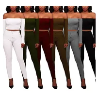 

Fashion sexy two piece outfits off shoulder fall clothing for women