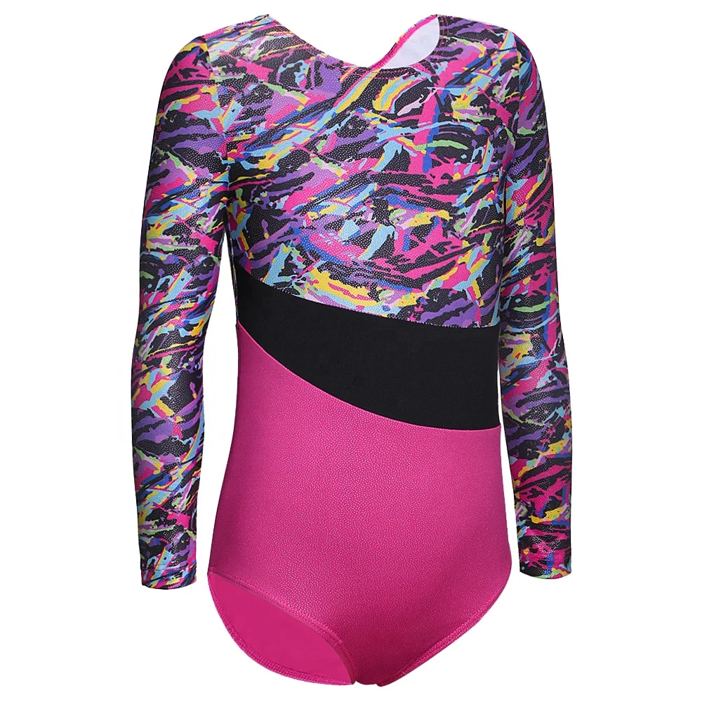 
Girls Fancy Cute Gymnastics Leotards One-Piece Sparkly Biketard for Kids 2-9T 