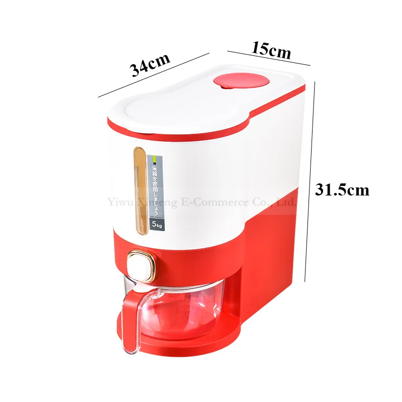 

5KG Japanese Metering Rice Bucket Household Thickened Kitchen Rice Cylinder Sealed Insect Moisture Proof Grain Storage Dispenser