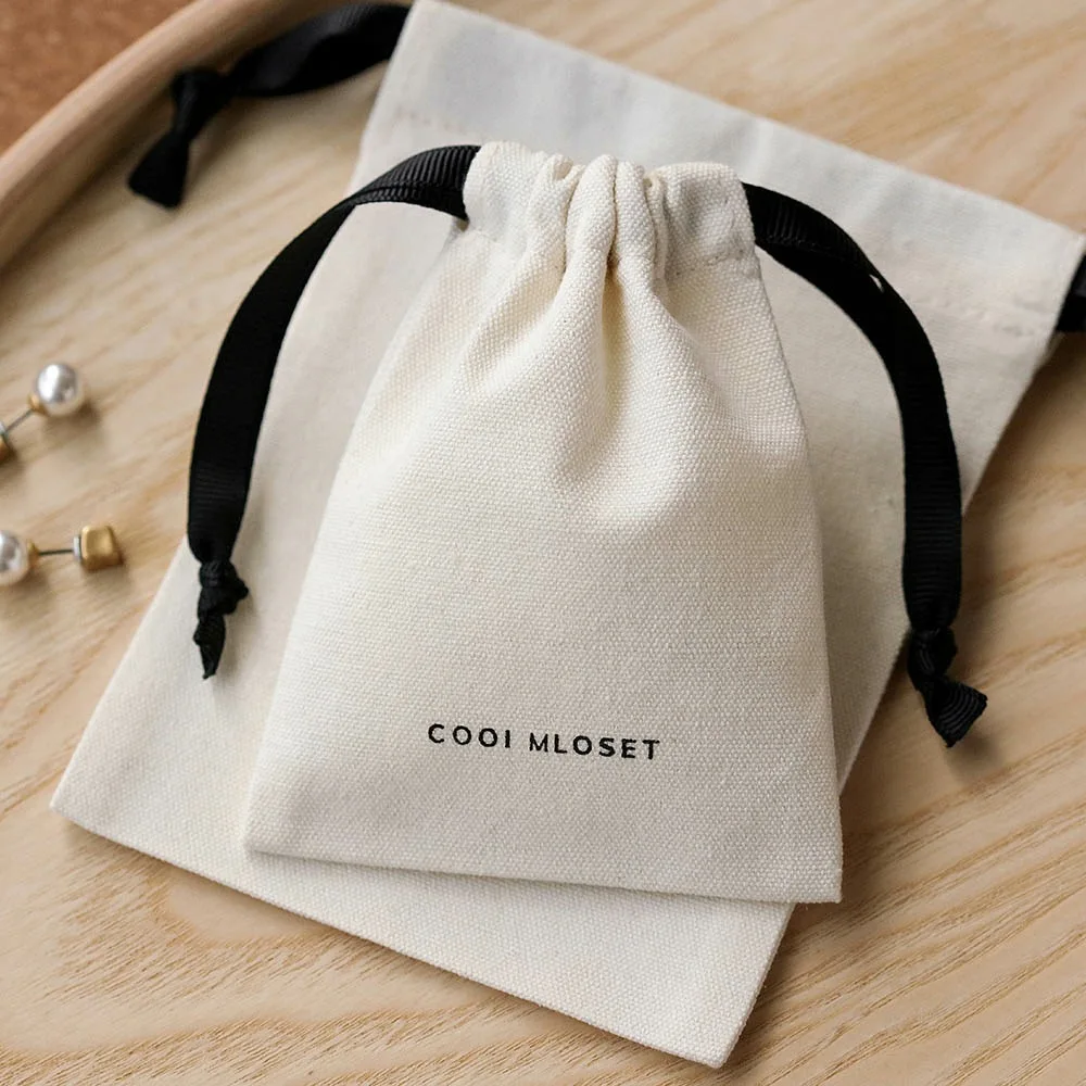 

Factory Logo Customized Packaging Cotton Linen Canvas Jewelry Drawstring Bag