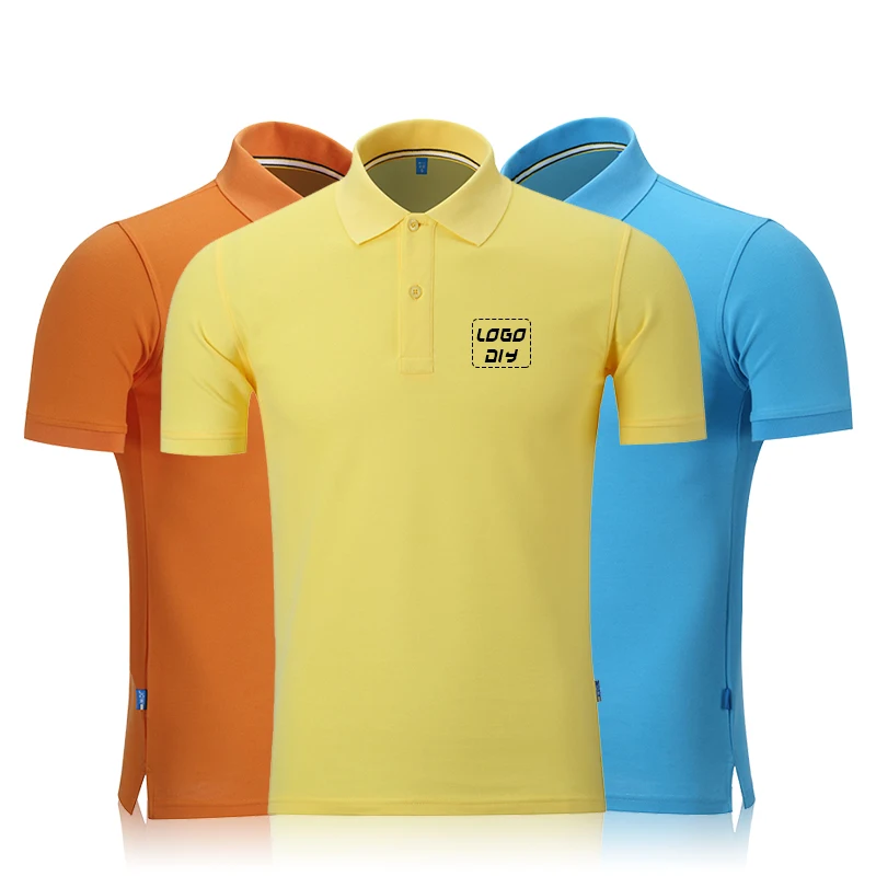 

100% cotton men's Regular-fit shirt embroidery logo short sleeves golf polo t-shirt custom