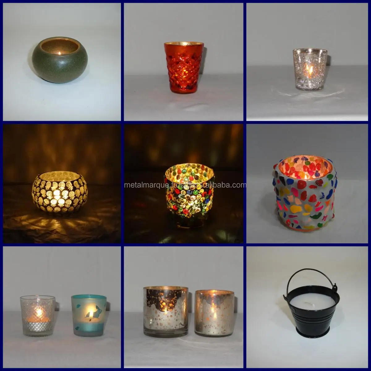 Bowl Design Mercury Glass Votive Tealight Candle Holder Ice Cracked