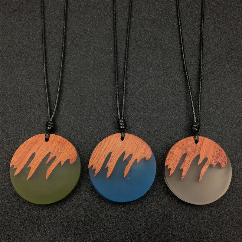 Hot Style Solid Wood Pendant Handmade Ocean Set Resin Jewelry Necklace ...