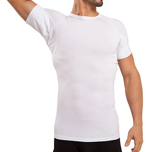 

High Quality Modal/Spandex Men's Undershirt Sweat Proof Shirt Short Sleeve White Underarm Shields Sweatproof Undershirt for Men