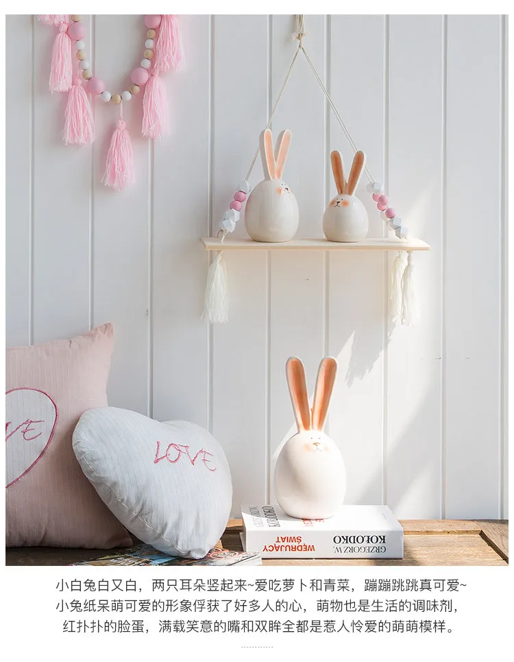 Dropship Custom Home Decoration Accessories Living Room Colored Ceramic Rabbit Figurine