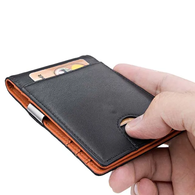 

Men Slim Rfid Blocking Moeny Clip Men's Wallet Made Of Genuine Leather