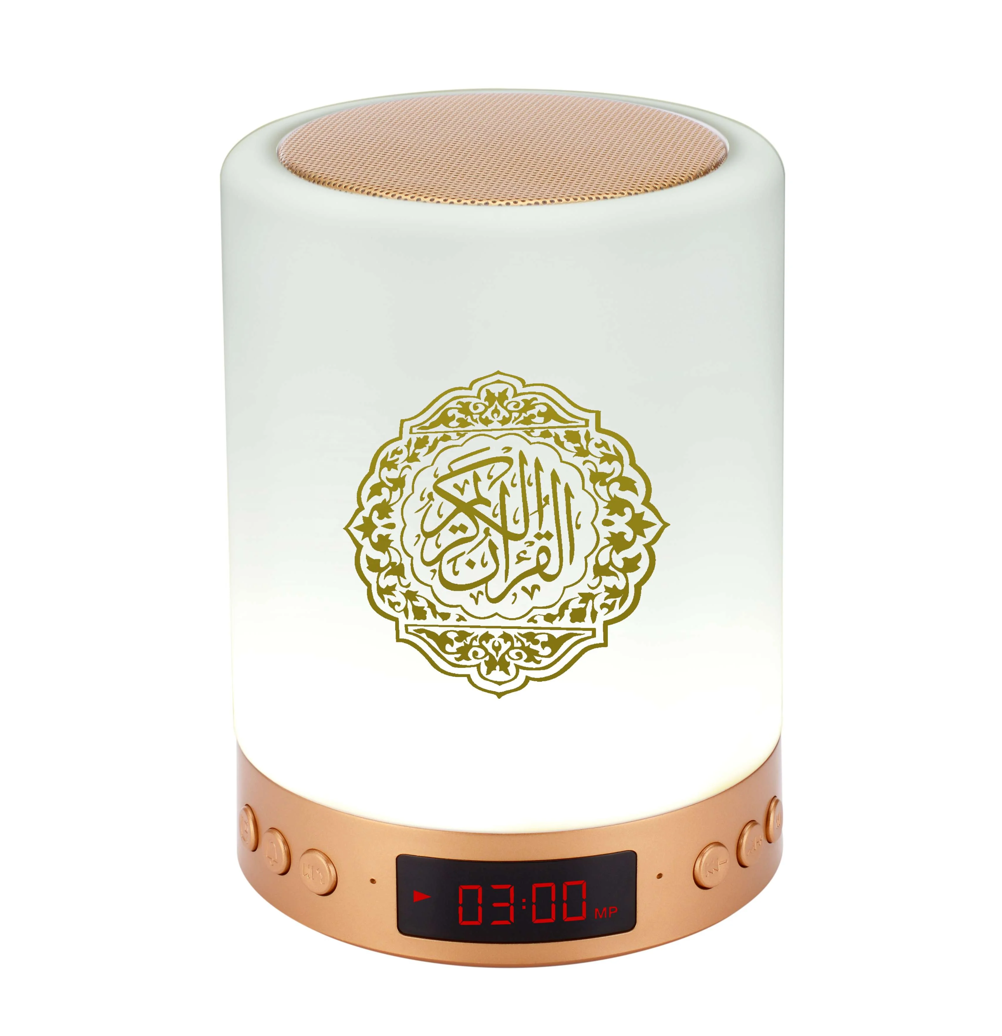 

New MQ522 LED touch lamp quran speaker azan clock digital speaker quran player for muslim, Golden