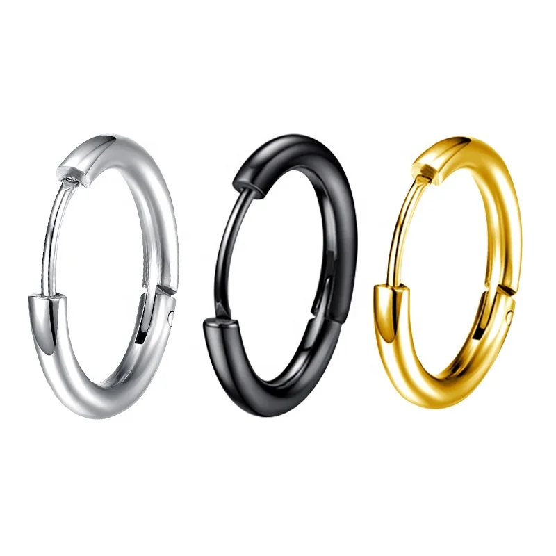 

2022 Multi Size Female Korean Version Of Simple Earrings Jewelry Women Men 18K Gold Plated Stainless Steel Huggie Hoop Earring