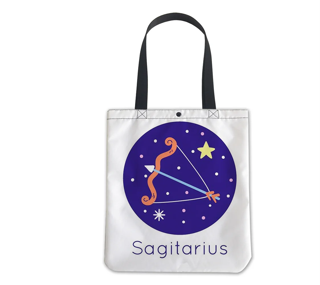 

2022 Factory Price Fashion Sagittarius Capricorn Aquarius Pisces Sublimation Eco Friendly Foldable Reusable Tote Shopping Bag