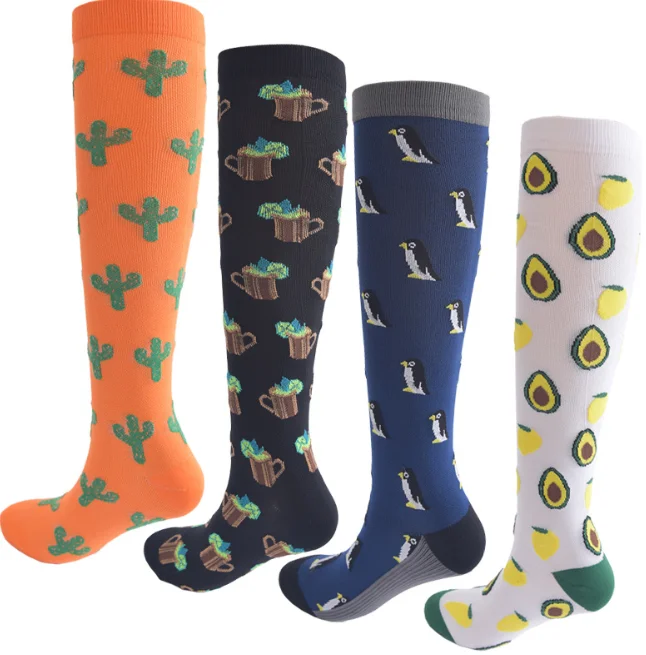 

Fruit Animal Funny Novelty Avocado Cactus Mens Sock for Knee High Stockings for Women Compression Socks, Custom color
