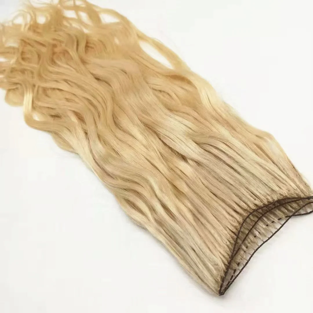 

China Cheap Tape weft hair Extension 613 Blonde natural wave Remy 100% Human Hair Clip In Extensions Supplier, Natural color #1b