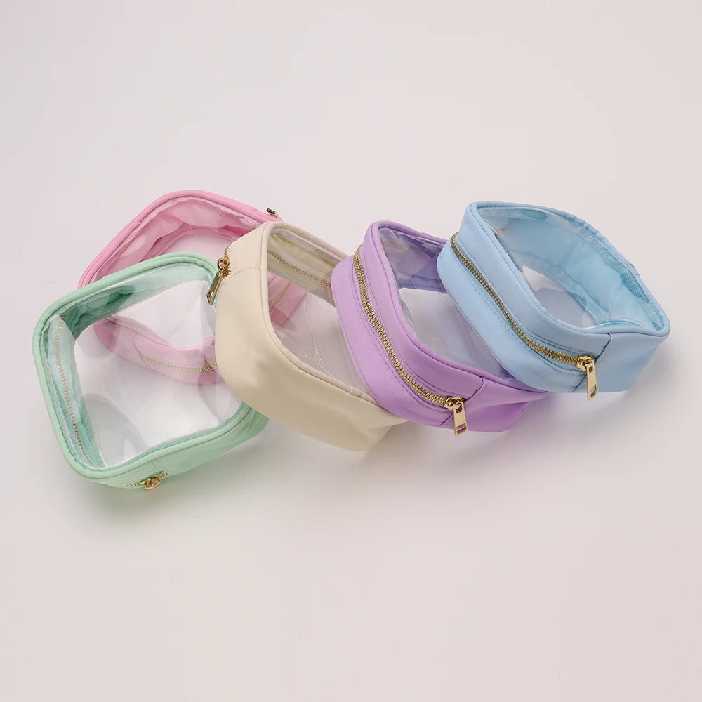 

Keymay Multicolor Small Nylon Clear Pouch Portable Organizer Toiletry Bag Transparent Waterproof Cosmetic Bags With Zipper