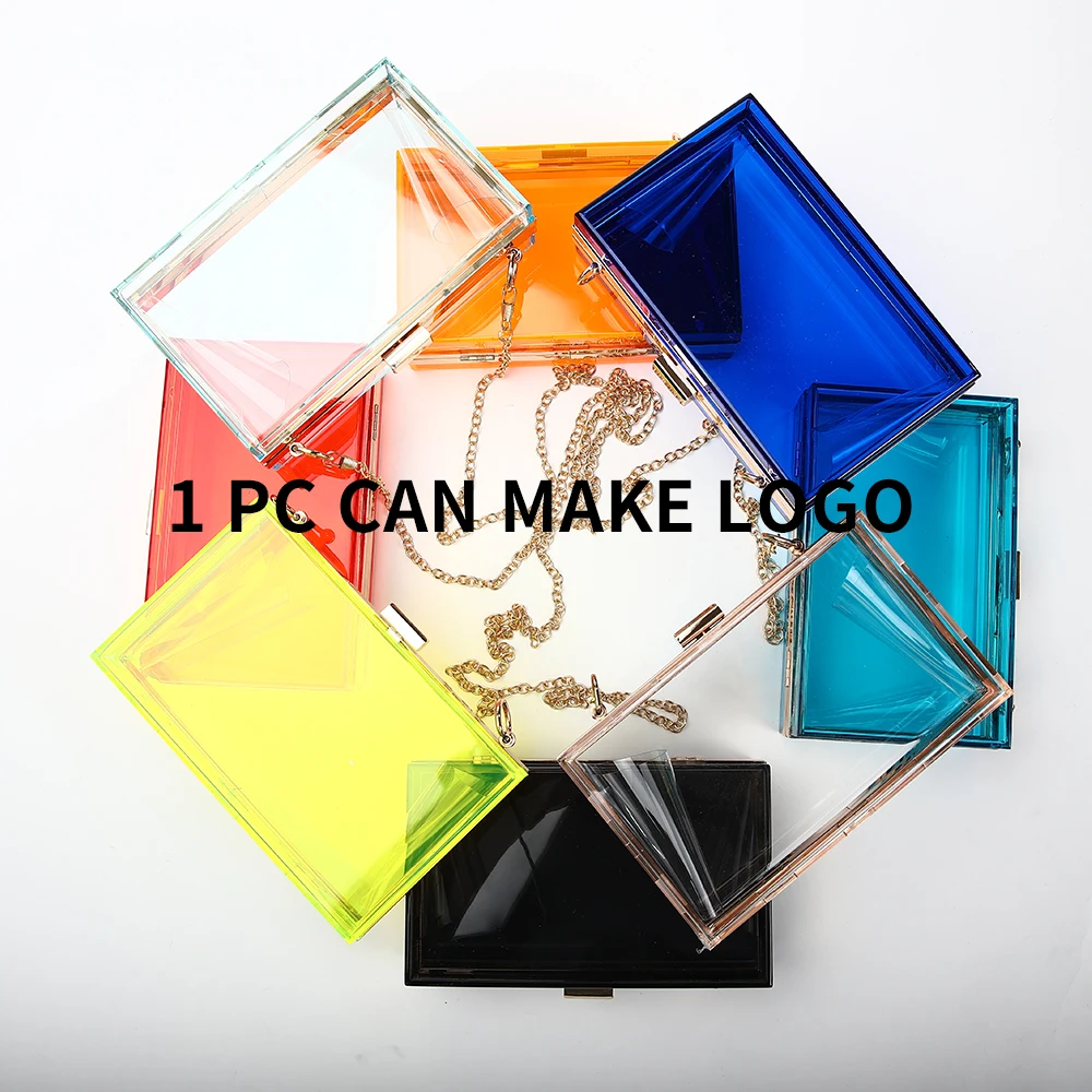 

purses custom logo 2021 Fashion Acrylic Clear Purse Cute Transparent Crossbody Bag Handbag Chain Shoulder Evening Clutch Bag