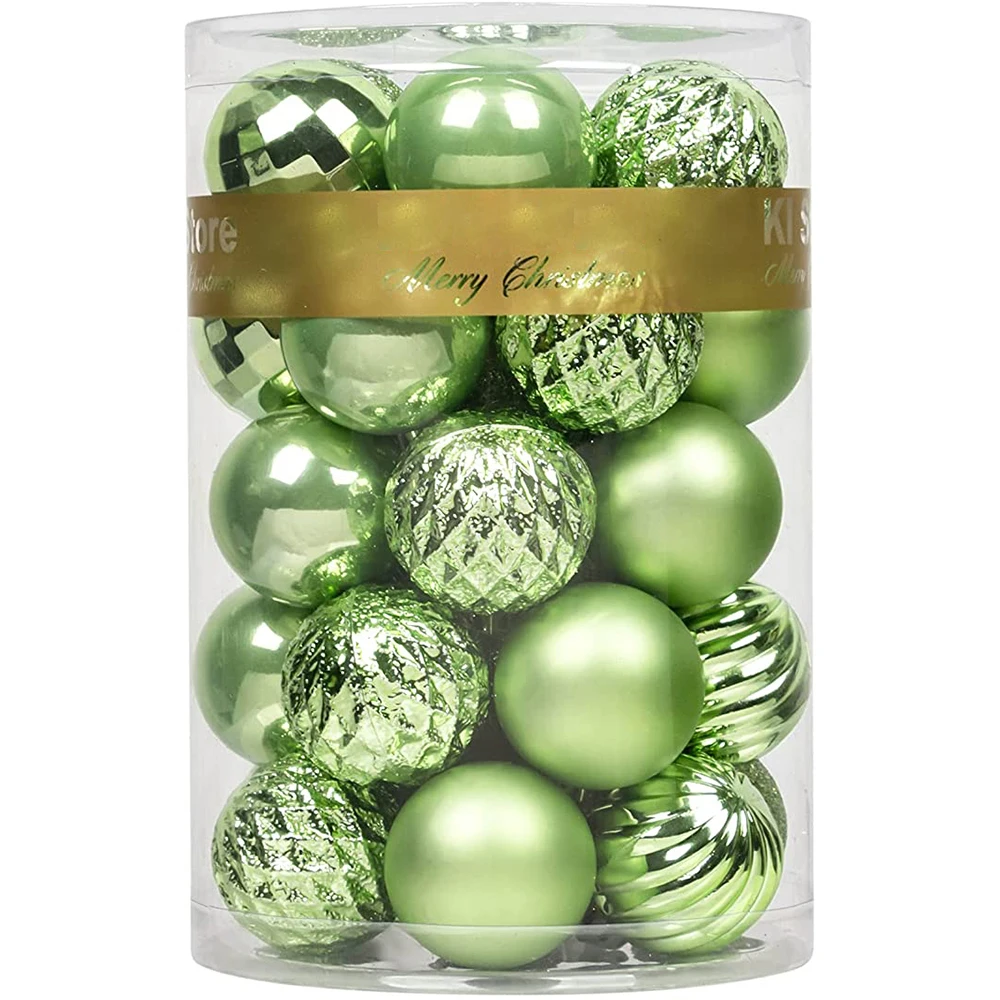 

New design hot sale 4cm mint green Christmas plastic ball hanging Christmas tree ornament decoration