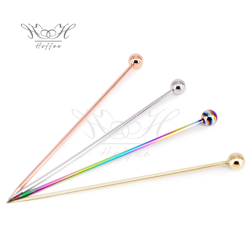 

4.0'' Stainless Steel Cocktail Fruits Sticks Wine Mixing Sticks With Balls, Customized color