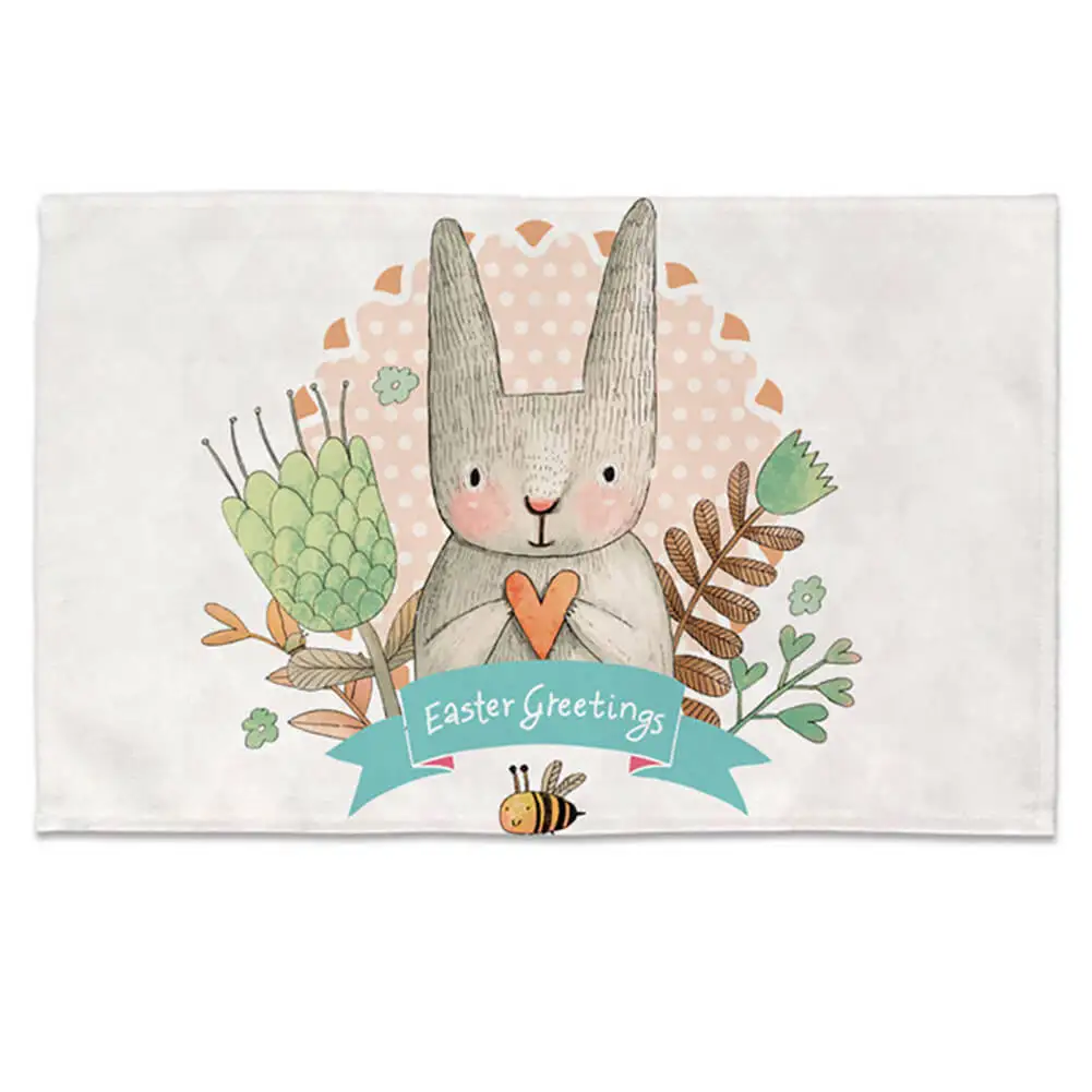 

Easter Tablecloth Bunny-patterned Linen Napkin Placemat for Table Decoration