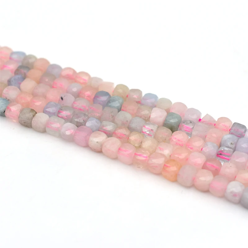 

High Quality Natural 4.2*4.2mm Faceted Morganite Beads For Jewelry Making