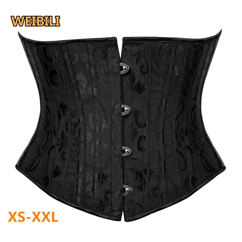 

2022 The Latest Steel Boned Back Lace Up Waist Support Overbust Bustier Corset Top, Black