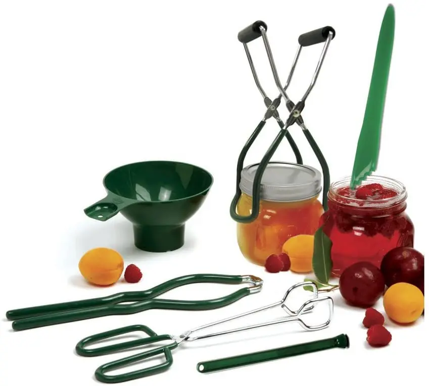 

6 Pcs/Set Stainless Steel Large Canning Kit Canning Tool Supplies Set Canning Jar Lifter with Grip Handles, Red,green