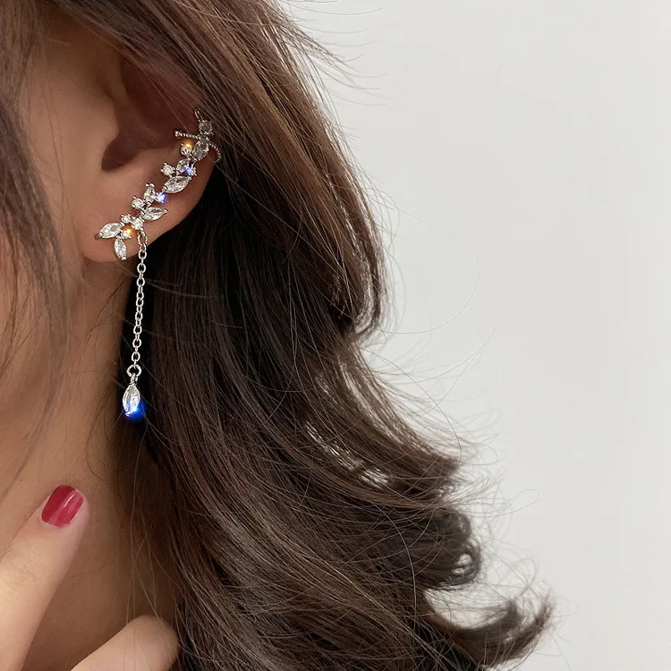

fashion trendy crystal ear climber earrings women