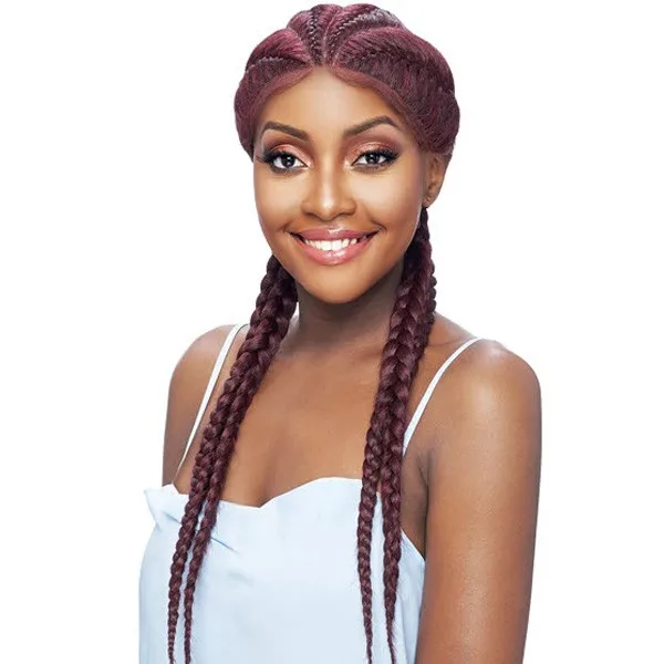 

Synthetic Box Braids Lace Front Wig With Baby Hair 4 Dutch Braided Lace Wigs African American Style Afro Wig, Picture