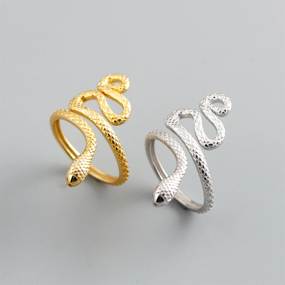 

Hot Selling 925 Sterling Silver Snake Ring 18k Gold Plated Jewelry Open Adjustable Ring For 2021 Women Ladies Girls Brides