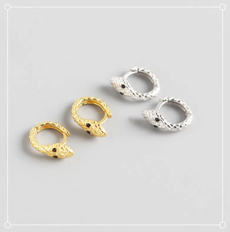 

S925 sterling silver cool wind personality creative snake-shaped earring for women, As picture