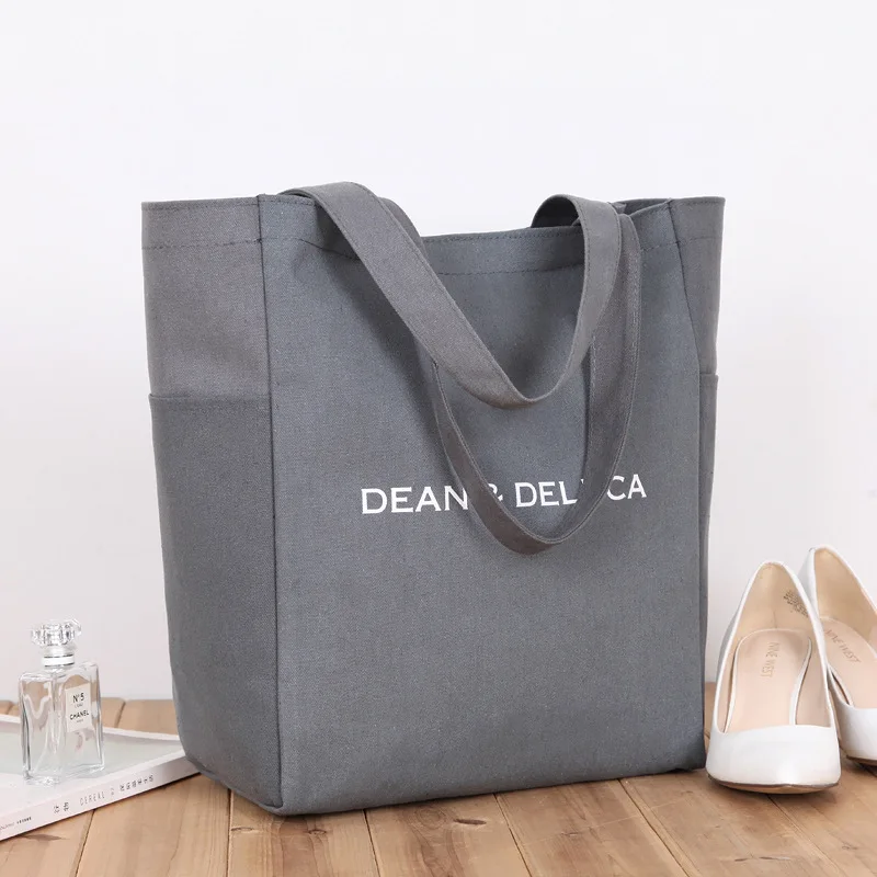 

wholesale Customized Woman High Quality Large Shopping Bags With Zipper Cotton Canvas Tote Bag