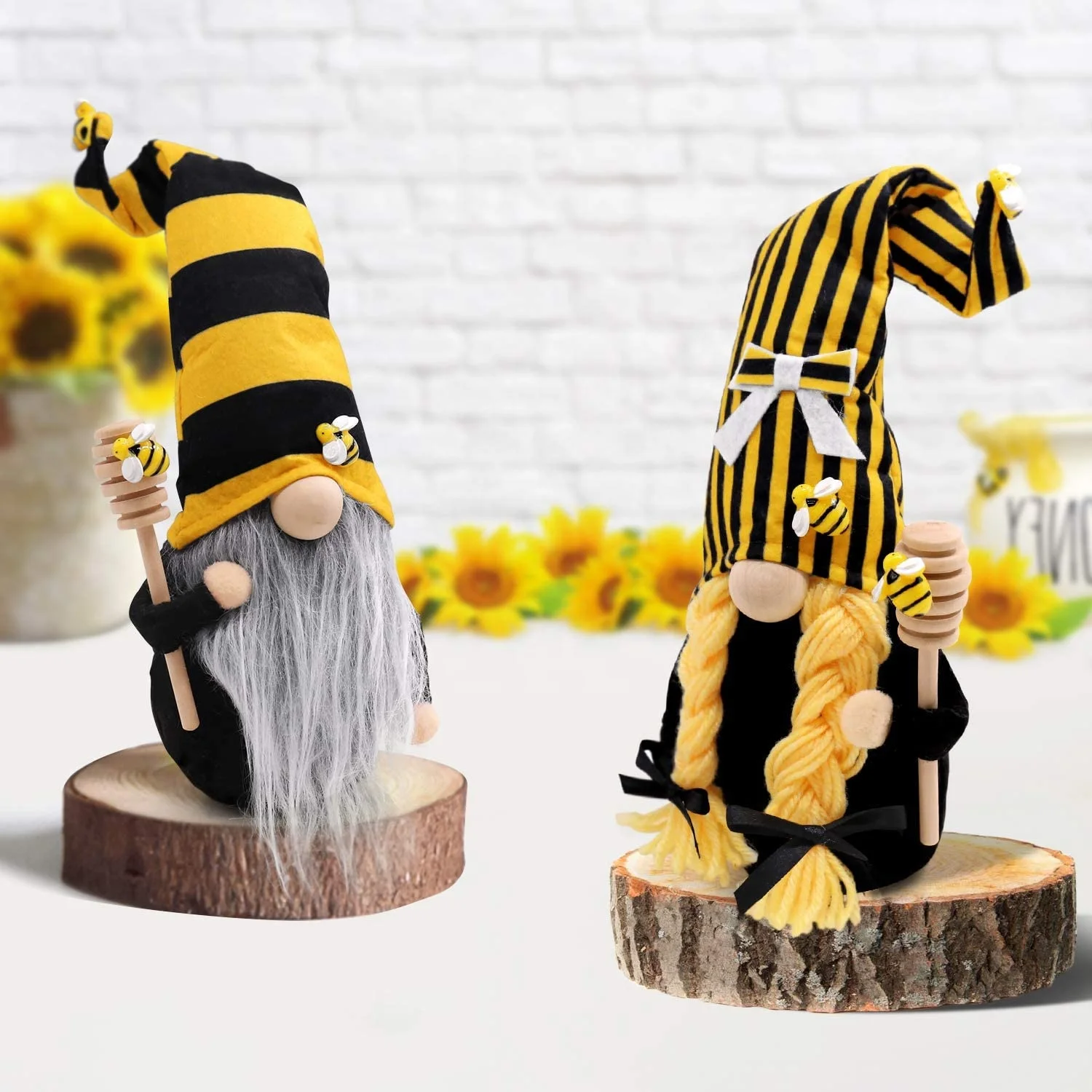 

Gnome Hot Sale Summer Bumble Bee Striped Gnomes Handmade Elf Doll Home Farmhouse Decor,Tropical Decoration, Yellow/black