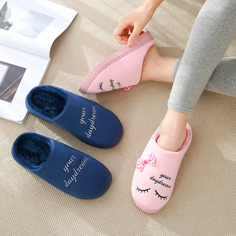 

Winter Cotton House Women's And Men's Thick Soled Cute Household Home Couples Indoor Warmth Cotton Drag Fashion Fur Slippers, 6 colors
