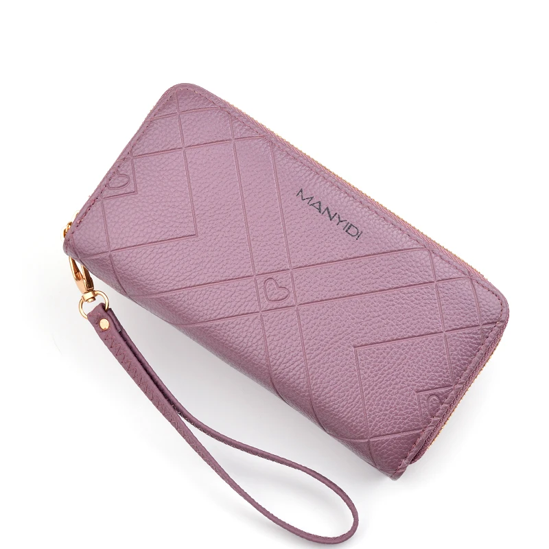 

2021 Hot selling wholesale dropshipping latest fashion ladies long zipper clutch purse female wax leather card wallet women, Customized color