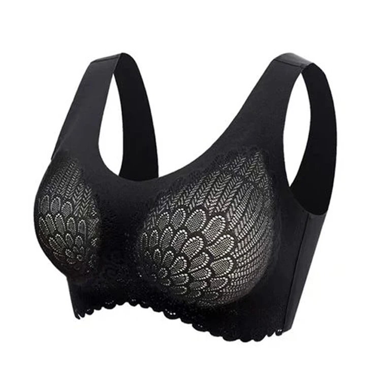 

Womens Comfort Revolution Bralette Lace Removable Pads Cotton Seamless Wireless Bra, Skin, gray, black,pink,green