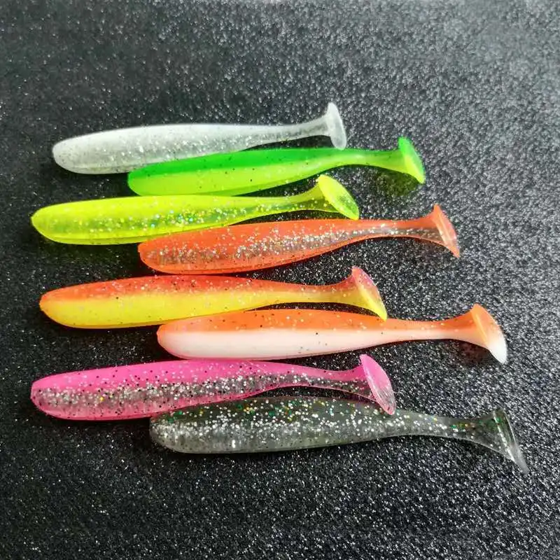 

FUNADAIKO bare T-shaped Luya plastic soft jigging lure PVC luminous fishing lure high quality, 13 colors