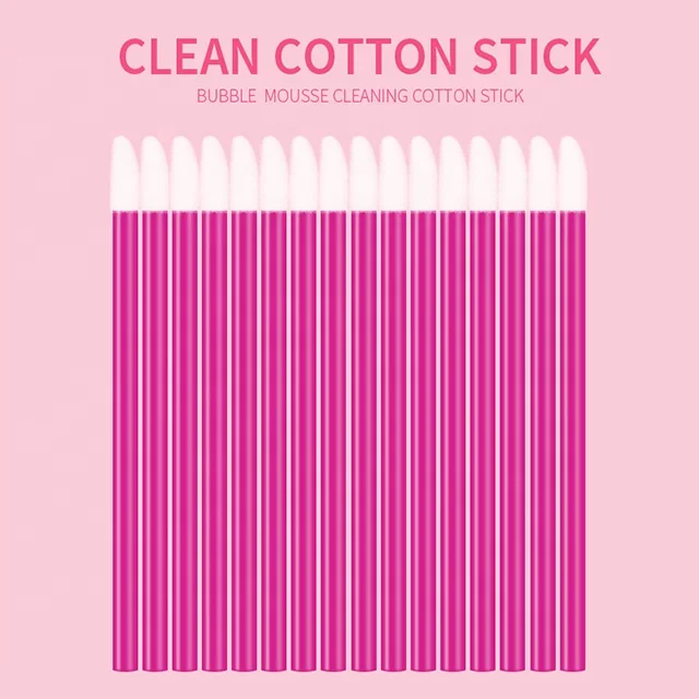 

50 Pieces Eyelash Extension Wands Lash Cleansing Brush Cotton Stick Disposable Lip Gross Lip Brush, Pink, black