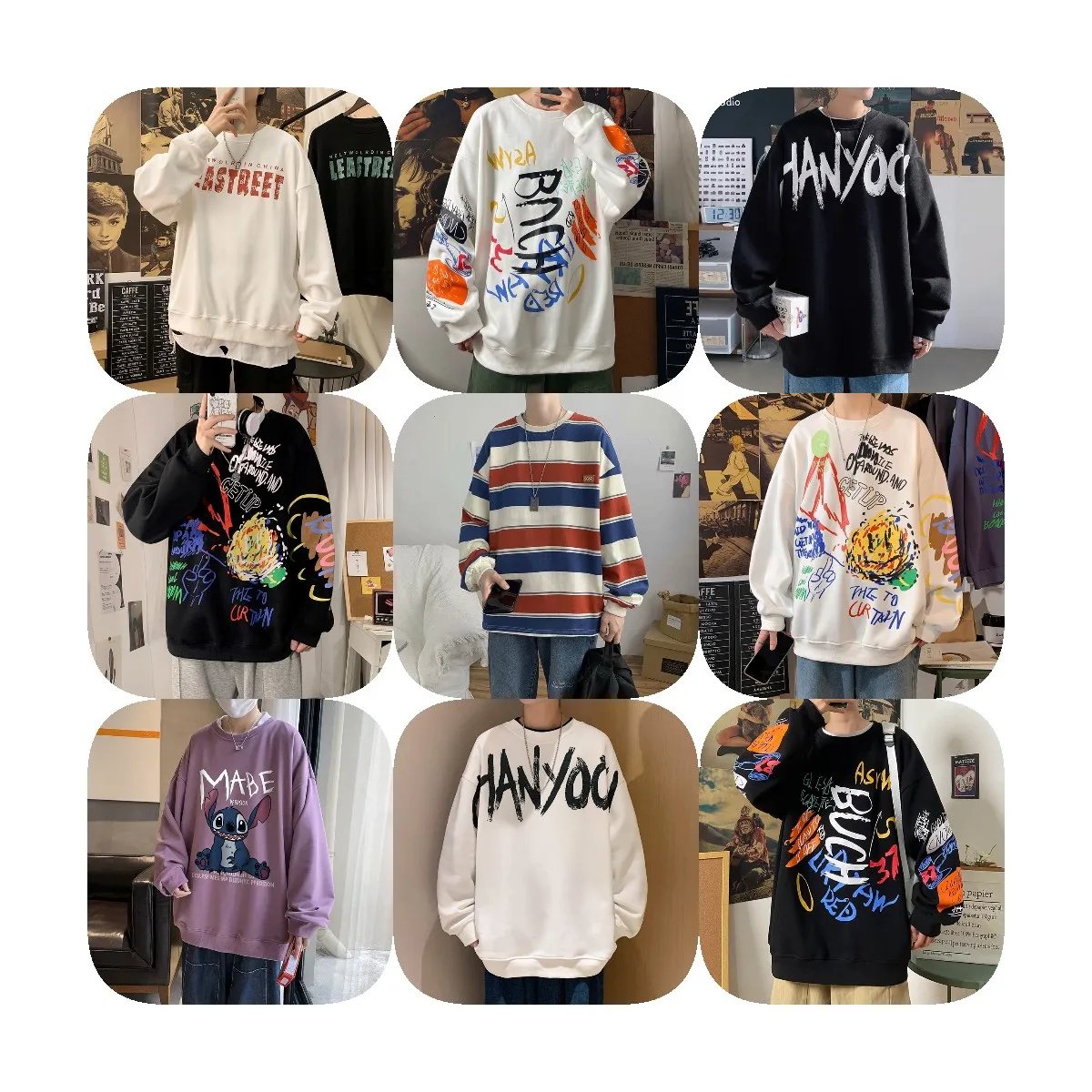 

2021 fall/winter men's pure cotton pullover fashion casual pullover wholesale