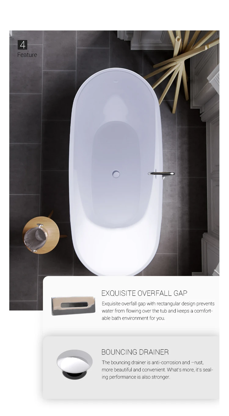Doporro Freestanding Soaking Bathtub White Color Acrylic Material Bath Tub With Size 67inch